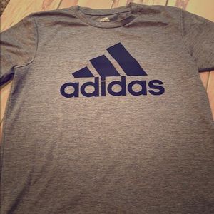 gray adidas workout shirt